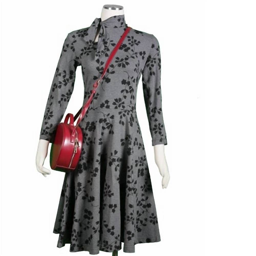 Effie's Heart Women's Large Grey Floral Garden District Ruth Knee Length Dress